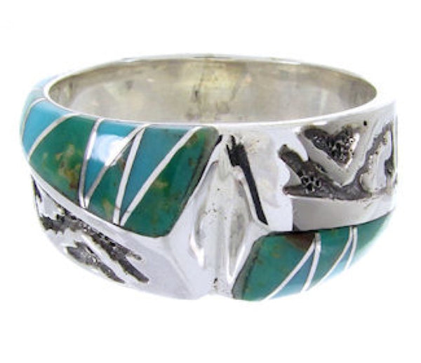 Southwest Turquoise Inlay Ring Size 8-1/4 YS68268